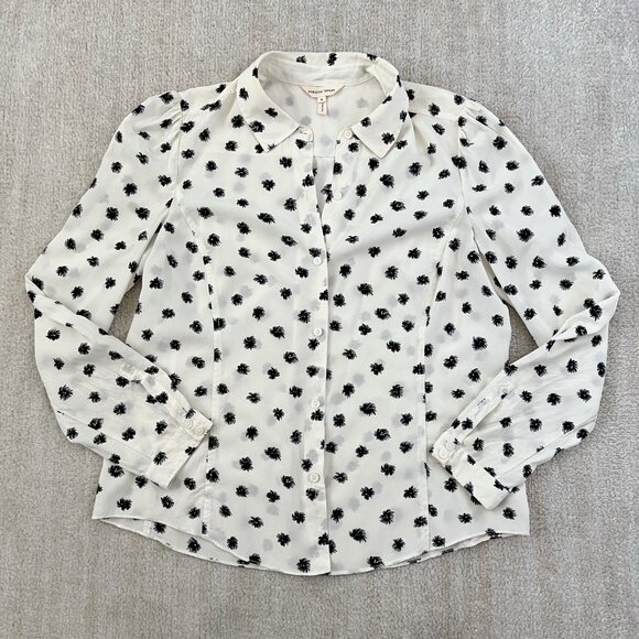 Rebecca Taylor Silk Button Up Printed Blouse Top 8 - Picture 1 of 10